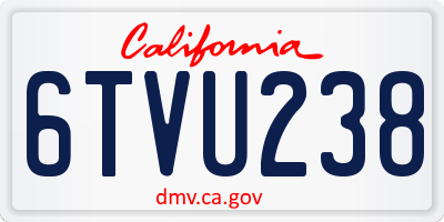 CA license plate 6TVU238