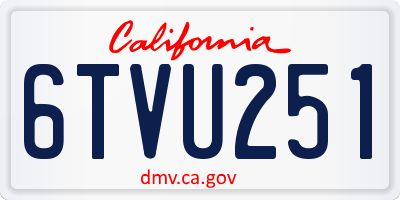 CA license plate 6TVU251