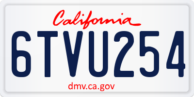 CA license plate 6TVU254