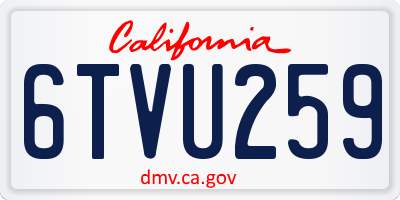 CA license plate 6TVU259