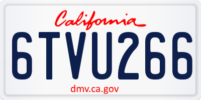 CA license plate 6TVU266