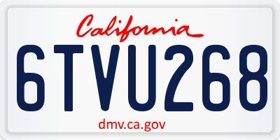 CA license plate 6TVU268