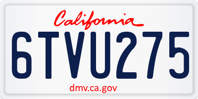 CA license plate 6TVU275