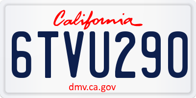 CA license plate 6TVU290