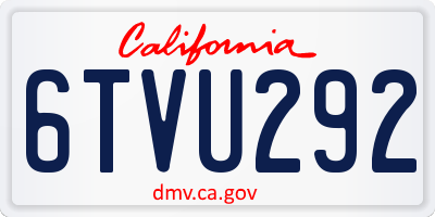 CA license plate 6TVU292