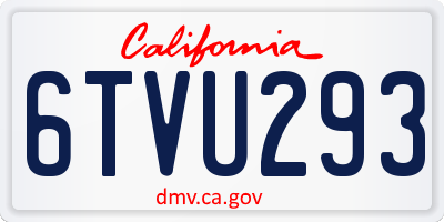 CA license plate 6TVU293