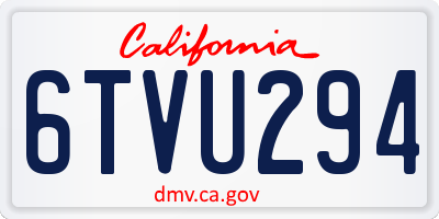 CA license plate 6TVU294