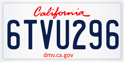 CA license plate 6TVU296