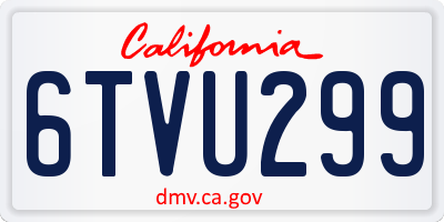 CA license plate 6TVU299