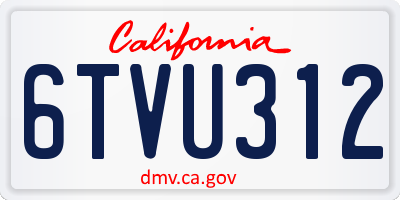 CA license plate 6TVU312