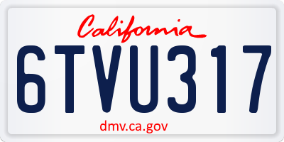 CA license plate 6TVU317