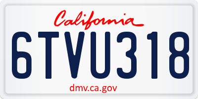 CA license plate 6TVU318