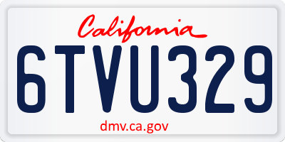 CA license plate 6TVU329