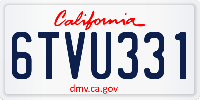 CA license plate 6TVU331