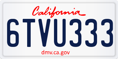 CA license plate 6TVU333