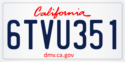 CA license plate 6TVU351