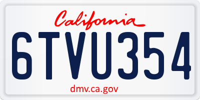 CA license plate 6TVU354