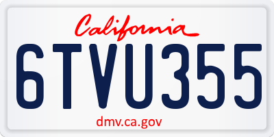 CA license plate 6TVU355