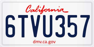 CA license plate 6TVU357