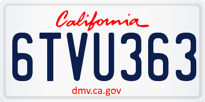 CA license plate 6TVU363