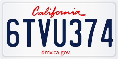 CA license plate 6TVU374