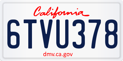 CA license plate 6TVU378