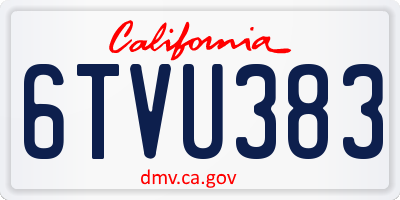 CA license plate 6TVU383