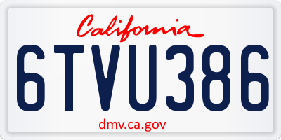 CA license plate 6TVU386