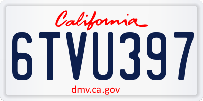 CA license plate 6TVU397