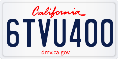 CA license plate 6TVU400