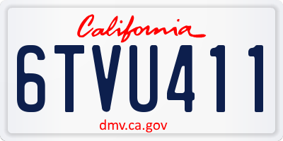 CA license plate 6TVU411