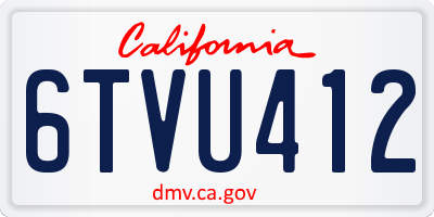 CA license plate 6TVU412