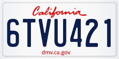 CA license plate 6TVU421