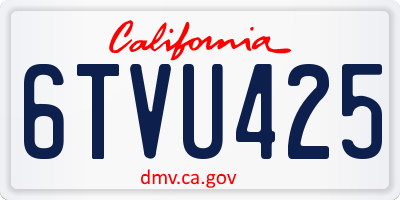 CA license plate 6TVU425