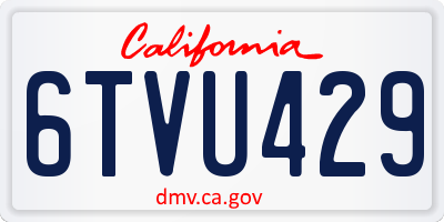 CA license plate 6TVU429