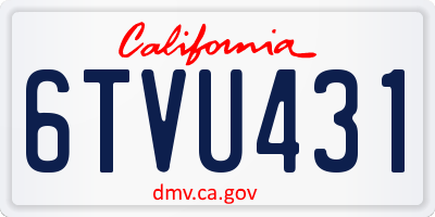 CA license plate 6TVU431