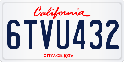 CA license plate 6TVU432