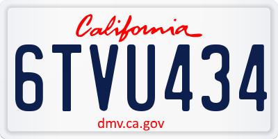 CA license plate 6TVU434