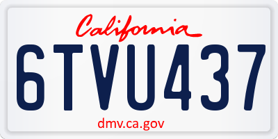 CA license plate 6TVU437