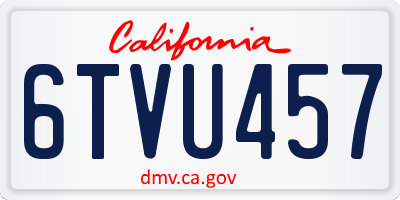CA license plate 6TVU457