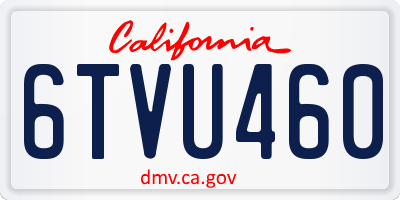 CA license plate 6TVU460