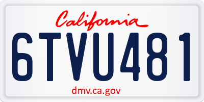 CA license plate 6TVU481