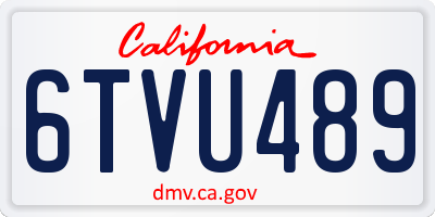CA license plate 6TVU489