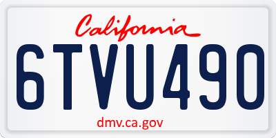 CA license plate 6TVU490