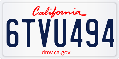CA license plate 6TVU494