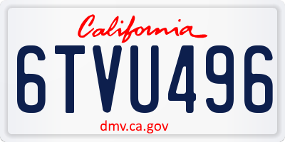 CA license plate 6TVU496