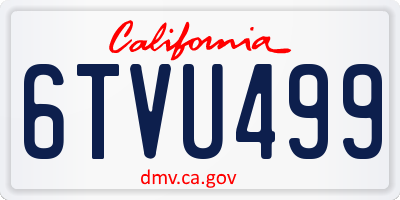 CA license plate 6TVU499