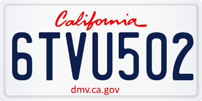 CA license plate 6TVU502