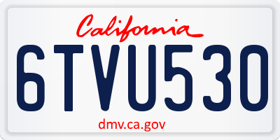 CA license plate 6TVU530