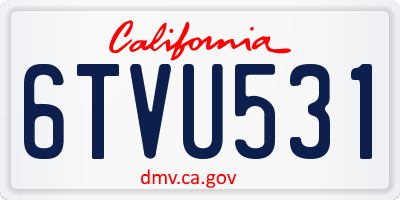 CA license plate 6TVU531